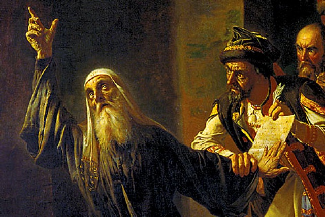 Патриарх Гермоген отказывает Полякам подписать грамоту. Павел Чистяков 1860