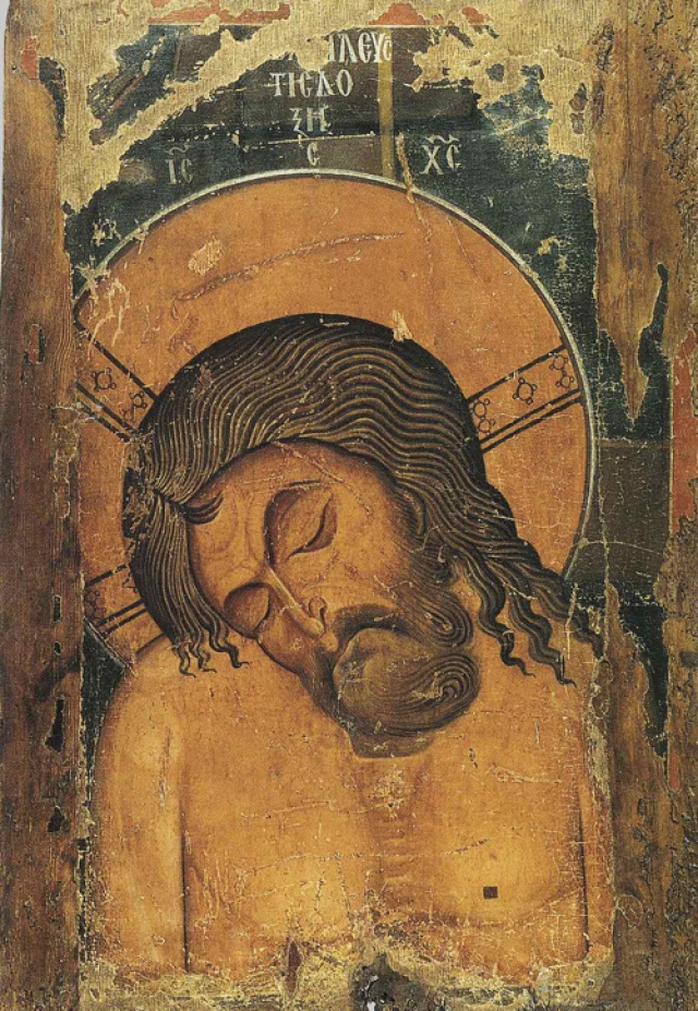 Спас во гробе (двусторонняя икона). Византия. 