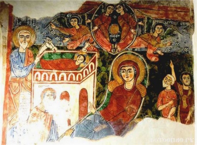 Фреска Рождество Христово. Эфиопия. XIII век